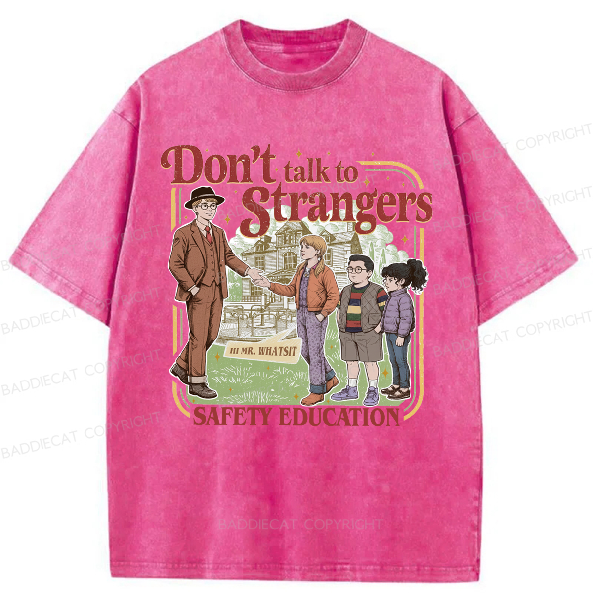Baddiecat Don't Talk To Strangers Washed T-shirt