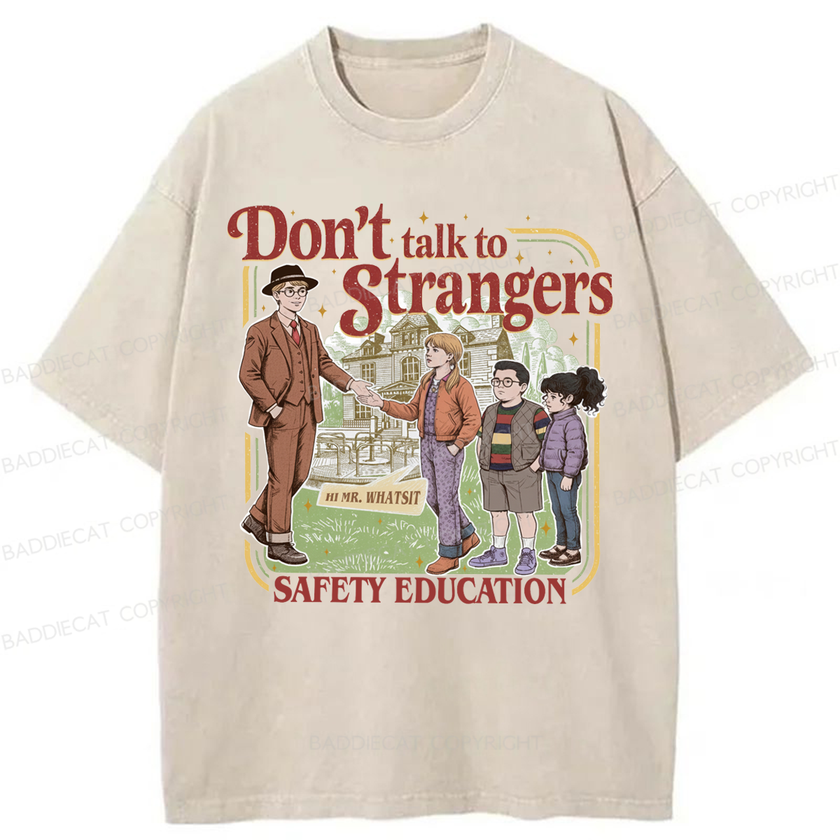 Baddiecat Don't Talk To Strangers Washed T-shirt