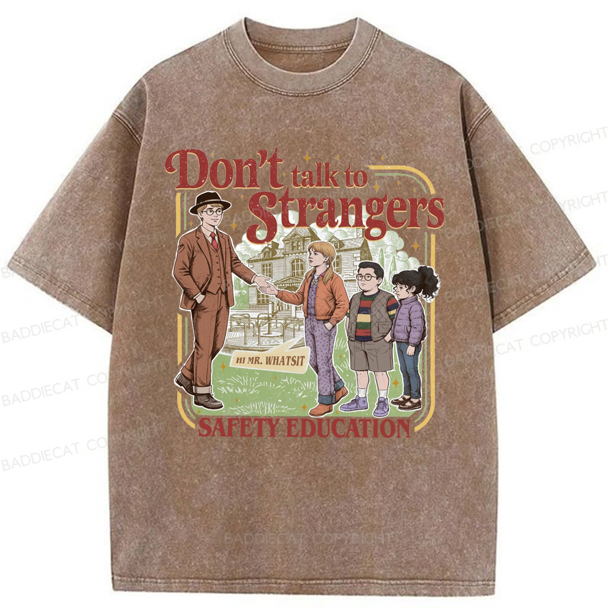 Baddiecat Don't Talk To Strangers Washed T-shirt