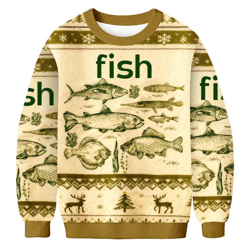 Baddiecat Fish Christmas Ugly Sweatshirt