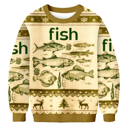 Baddiecat Fish Christmas Ugly Sweatshirt
