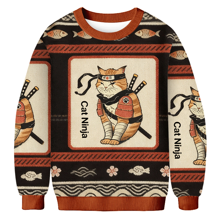 Baddiecat Japanese Tokyo Cat Ninja Ugly Sweatshirt