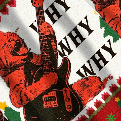 Baddiecat Why Guitar Cat Christmas Ugly Sweatshirt