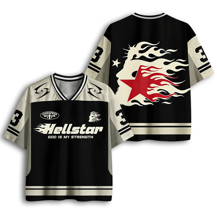 Baddiecat 1pc Flame And Star Christian Faith Mesh Jersey