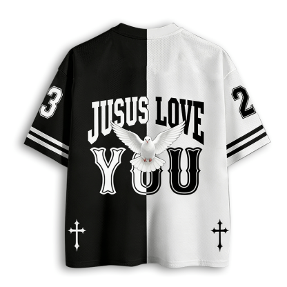 Baddiecat Jesus Love You Christian Faith Mesh Jersey