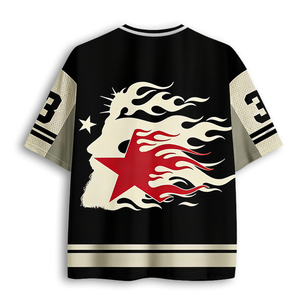 Baddiecat 1pc Flame And Star Christian Faith Mesh Jersey