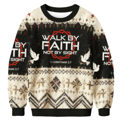 Baddiecat Walk By Faith Christmas Ugly Sweatshirt