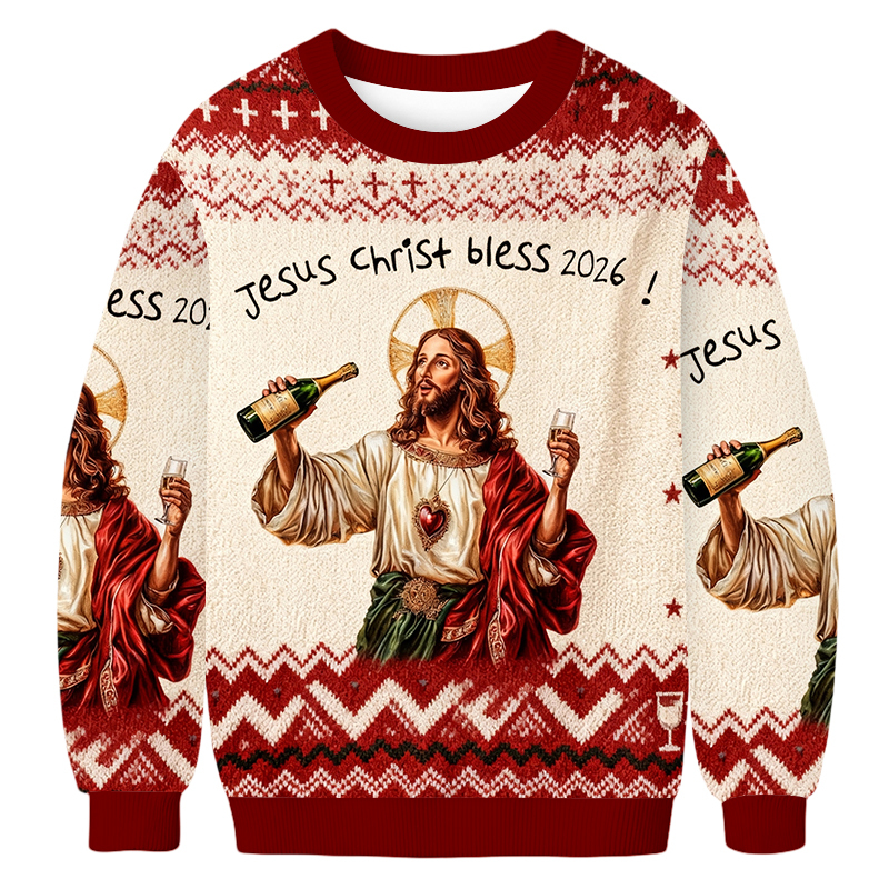 Baddiecat Jesus Christ Bless 2026 Ugly Sweatshirt