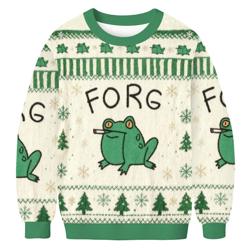 Baddiecat FORG Smoking Meme Christmas Ugly Sweatshirt