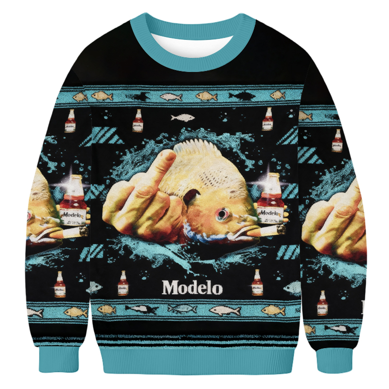 Baddiecat Modelo Middle Finger Christmas Ugly Sweatshirt