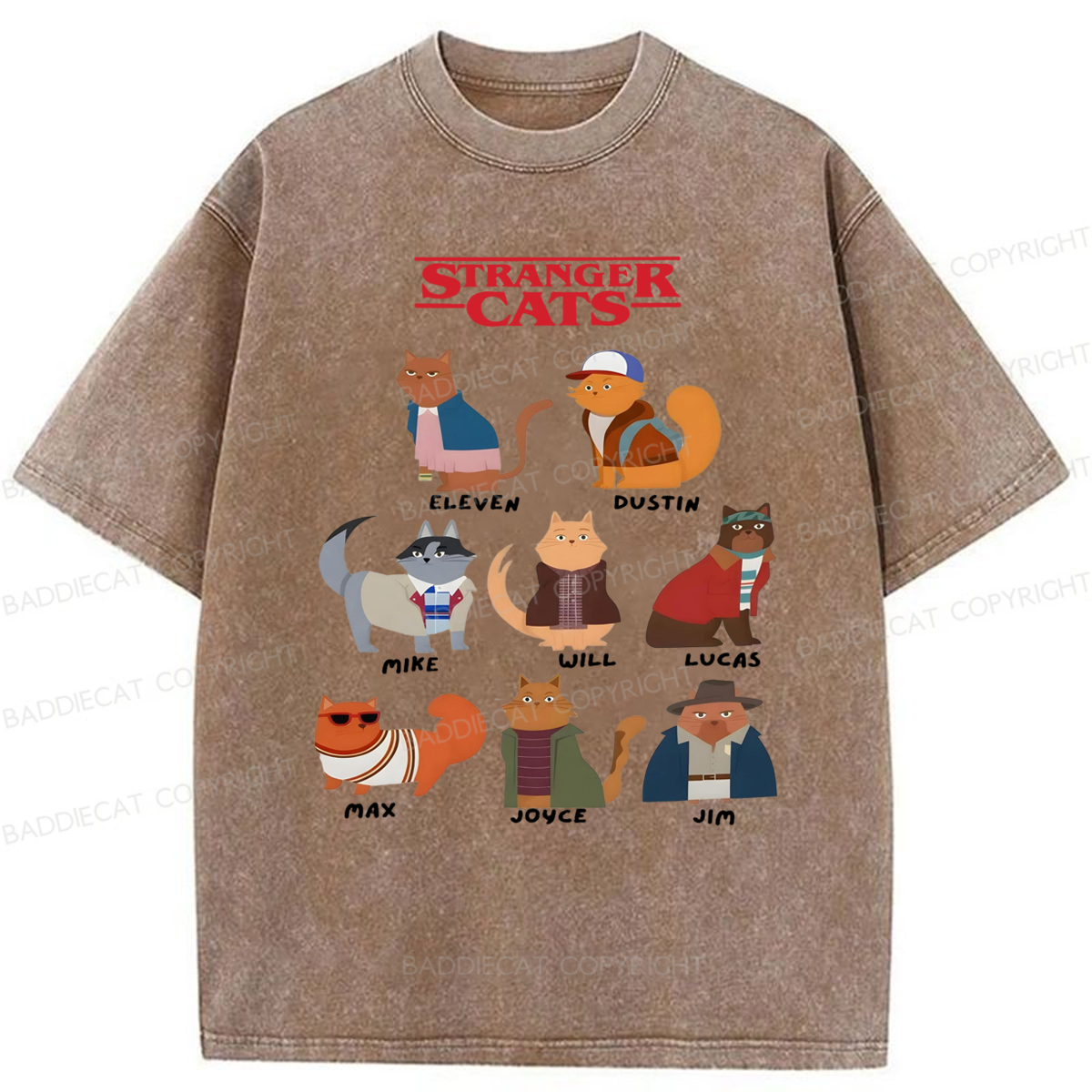 Baddiecat Stranger Cat Washed T-shirt
