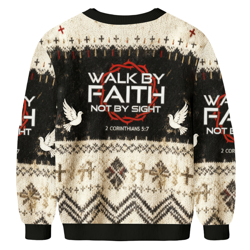 Baddiecat Walk By Faith Christmas Ugly Sweatshirt