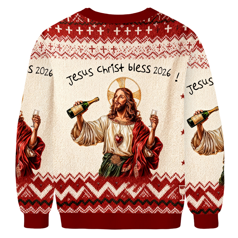 Baddiecat Jesus Christ Bless 2026 Ugly Sweatshirt