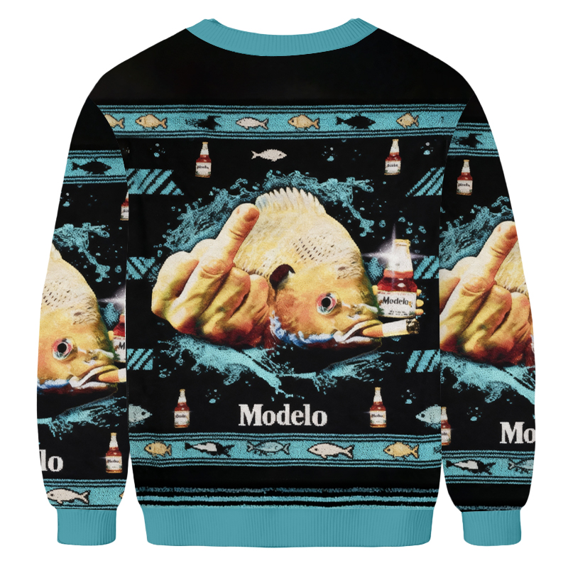Baddiecat Modelo Middle Finger Christmas Ugly Sweatshirt