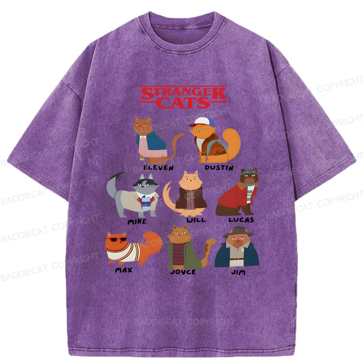Baddiecat Stranger Cat Washed T-shirt