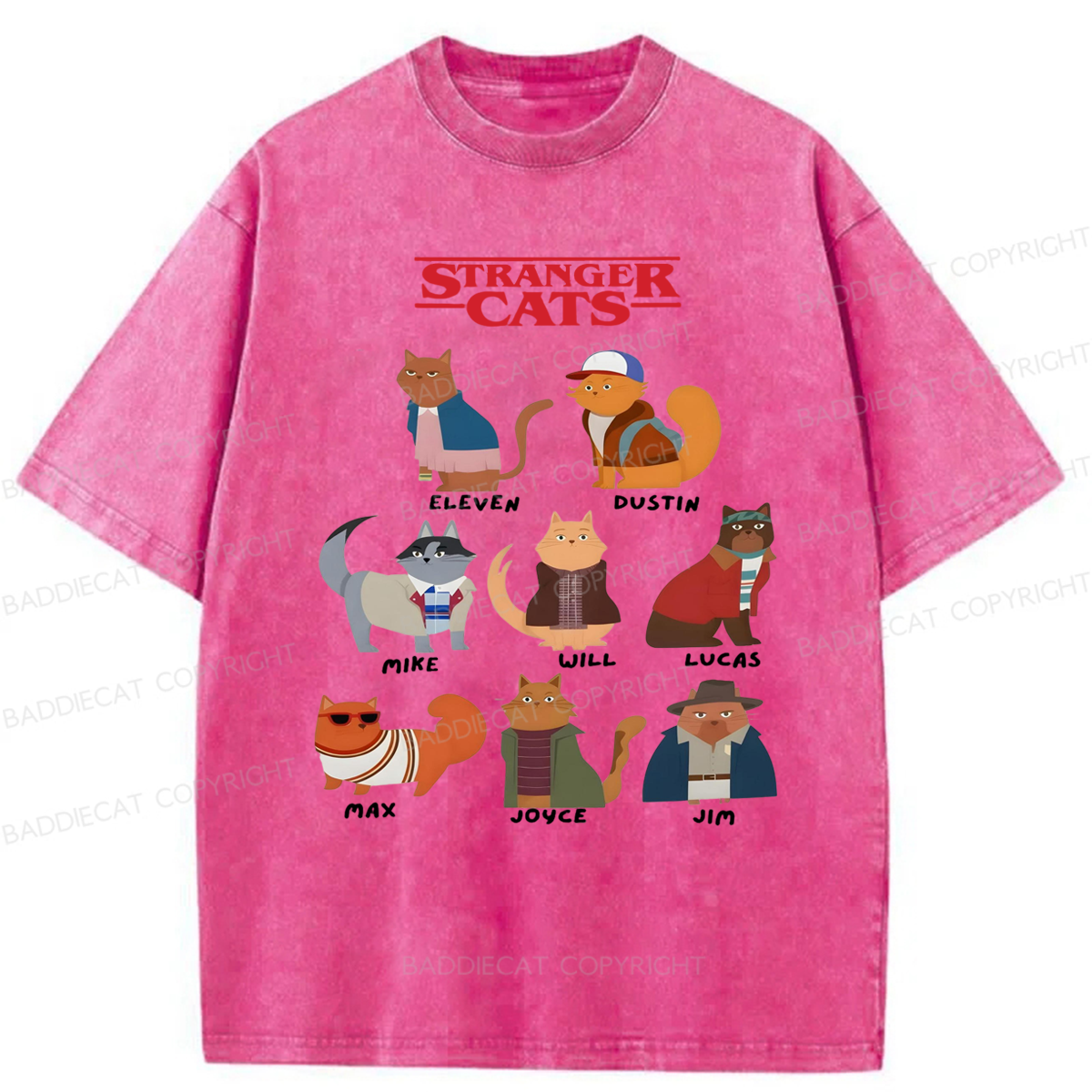 Baddiecat Stranger Cat Washed T-shirt