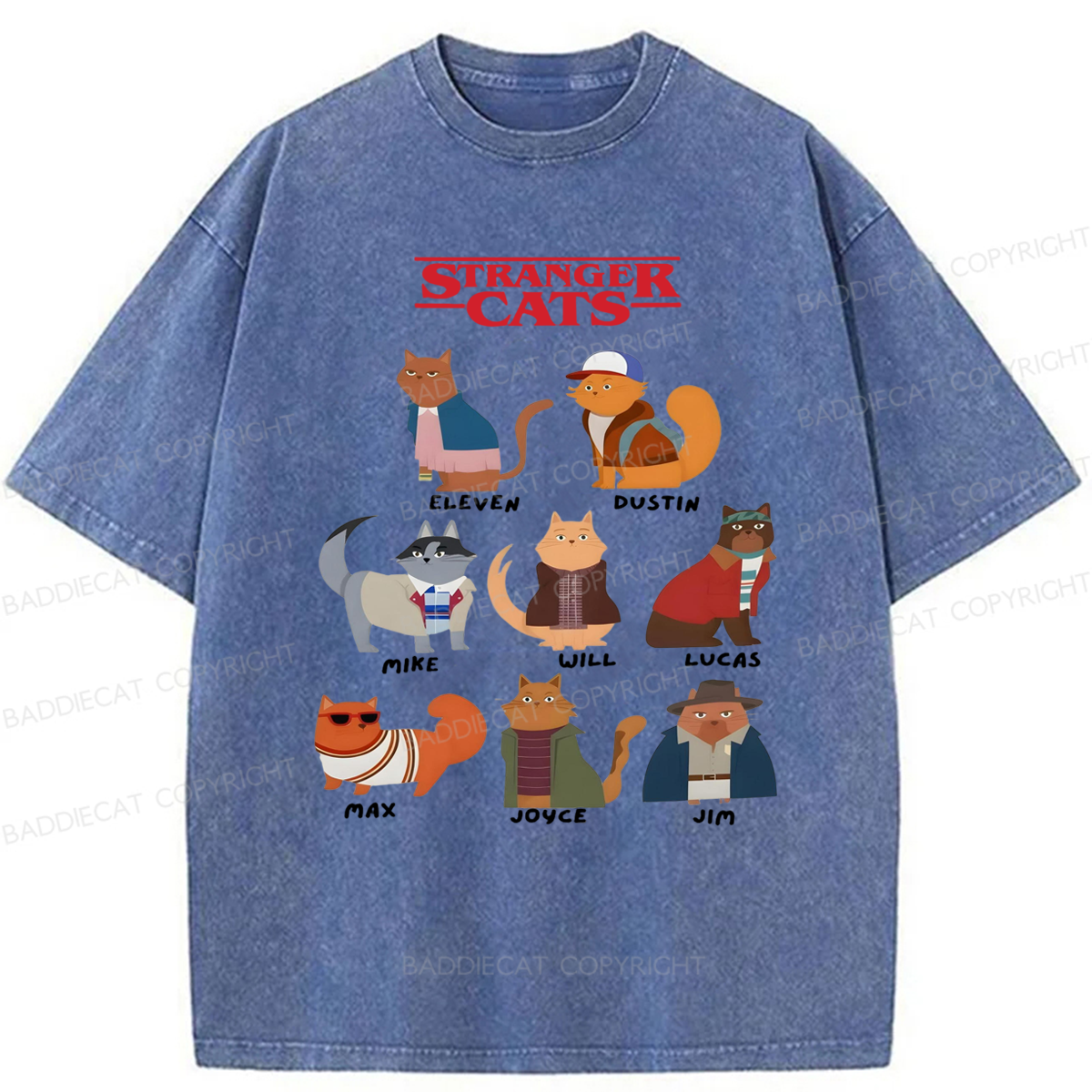 Baddiecat Stranger Cat Washed T-shirt