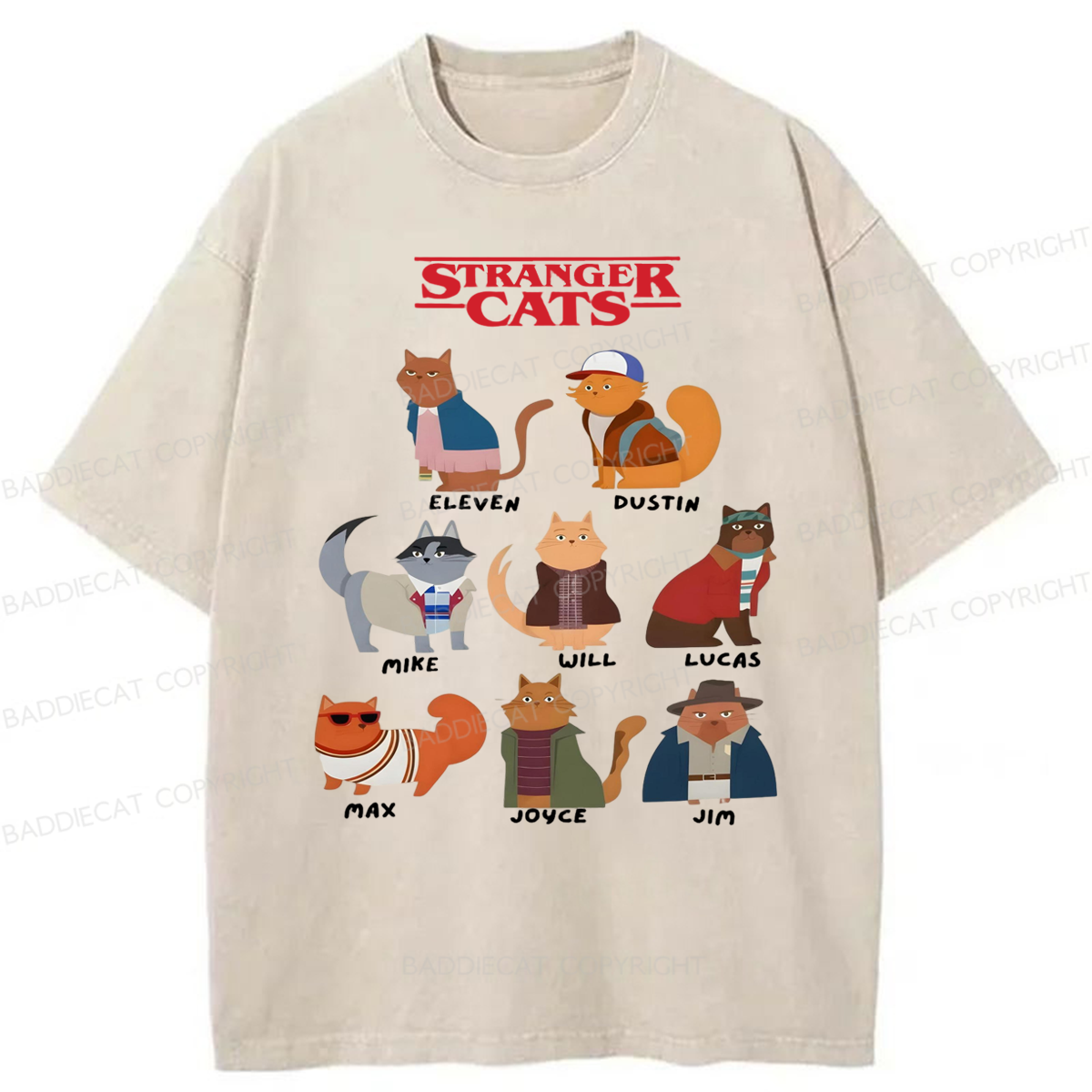 Baddiecat Stranger Cat Washed T-shirt