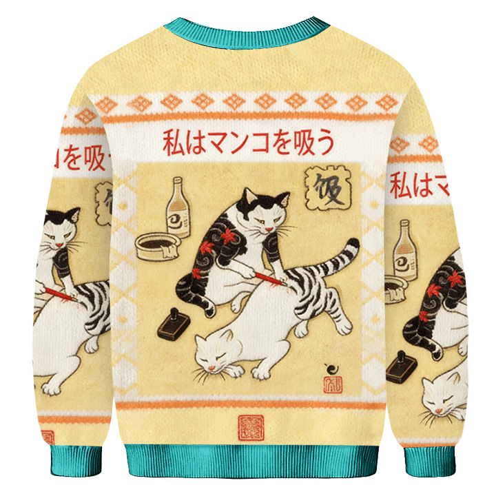 Baddiecat Japanese Tokyo Cat Ugly Sweatshirt