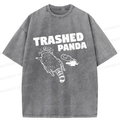 Baddiecat Funny Trashed Panda Racoon Gets Drunk  Washed T-shirt