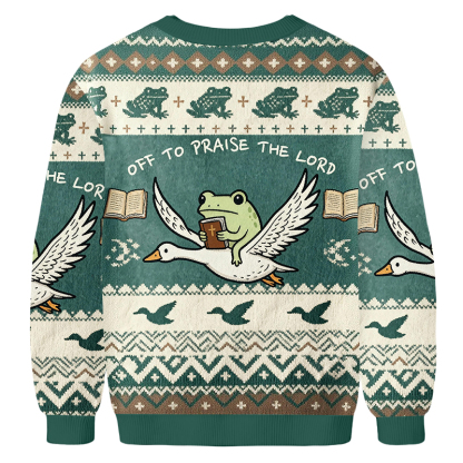 Baddiecat Funny Frog Off To Praise The Lord Ugly Sweatshirt