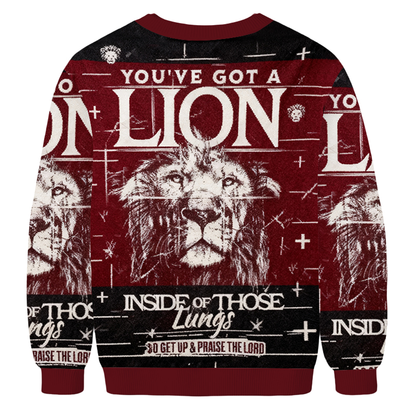 Baddiecat Christian Lion Christmas Ugly Sweatshirt
