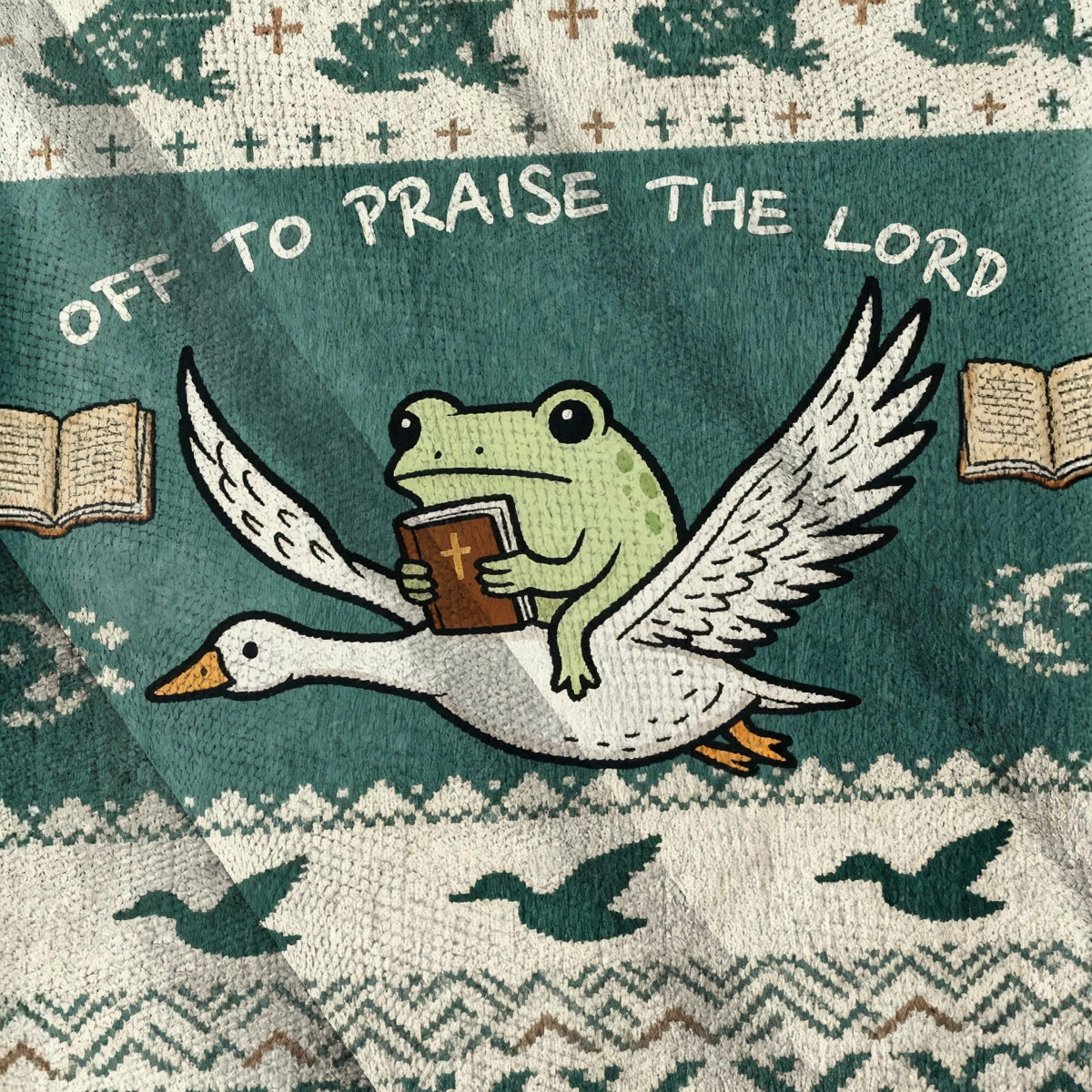 Baddiecat Funny Frog Off To Praise The Lord Ugly Sweatshirt