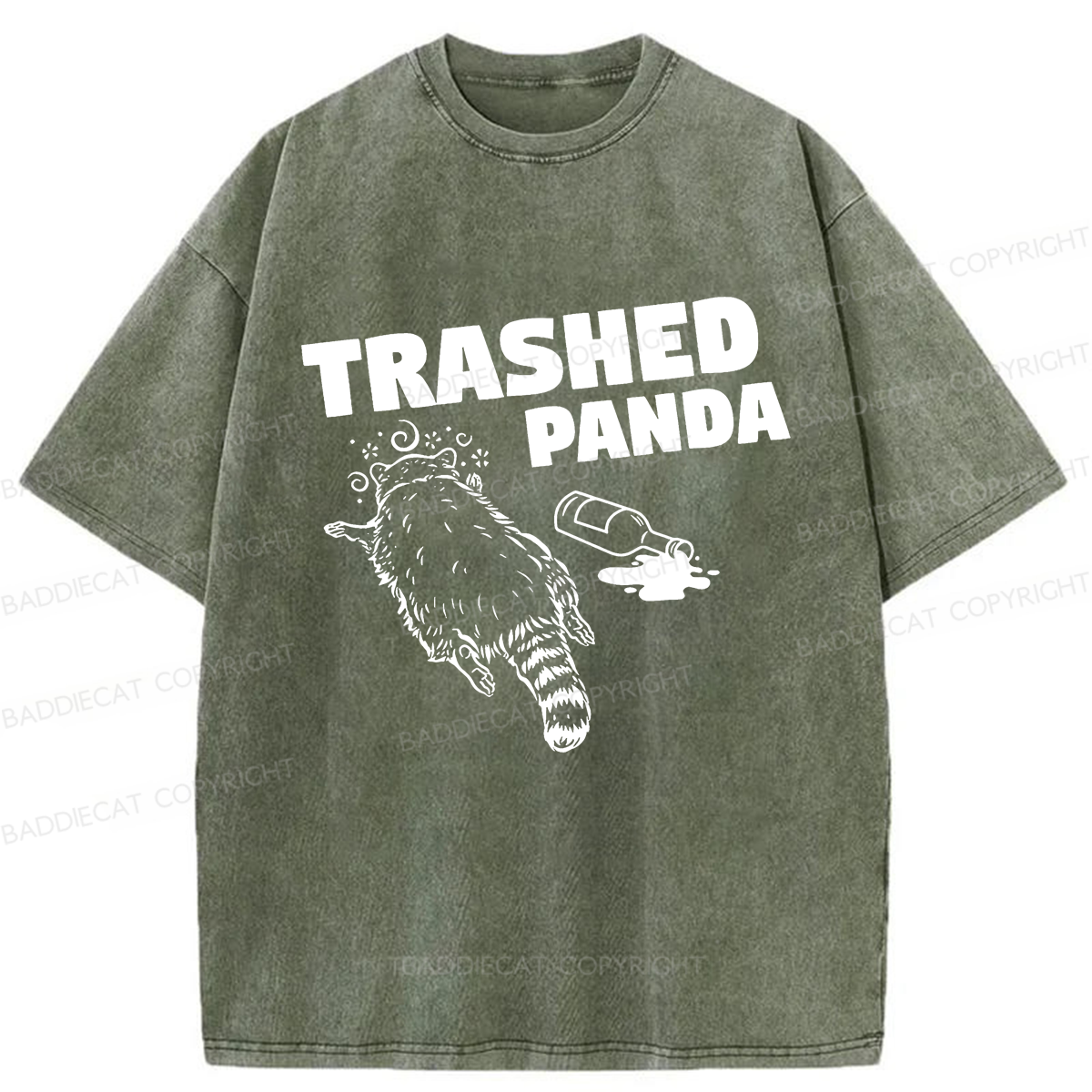 Baddiecat Funny Trashed Panda Racoon Gets Drunk  Washed T-shirt