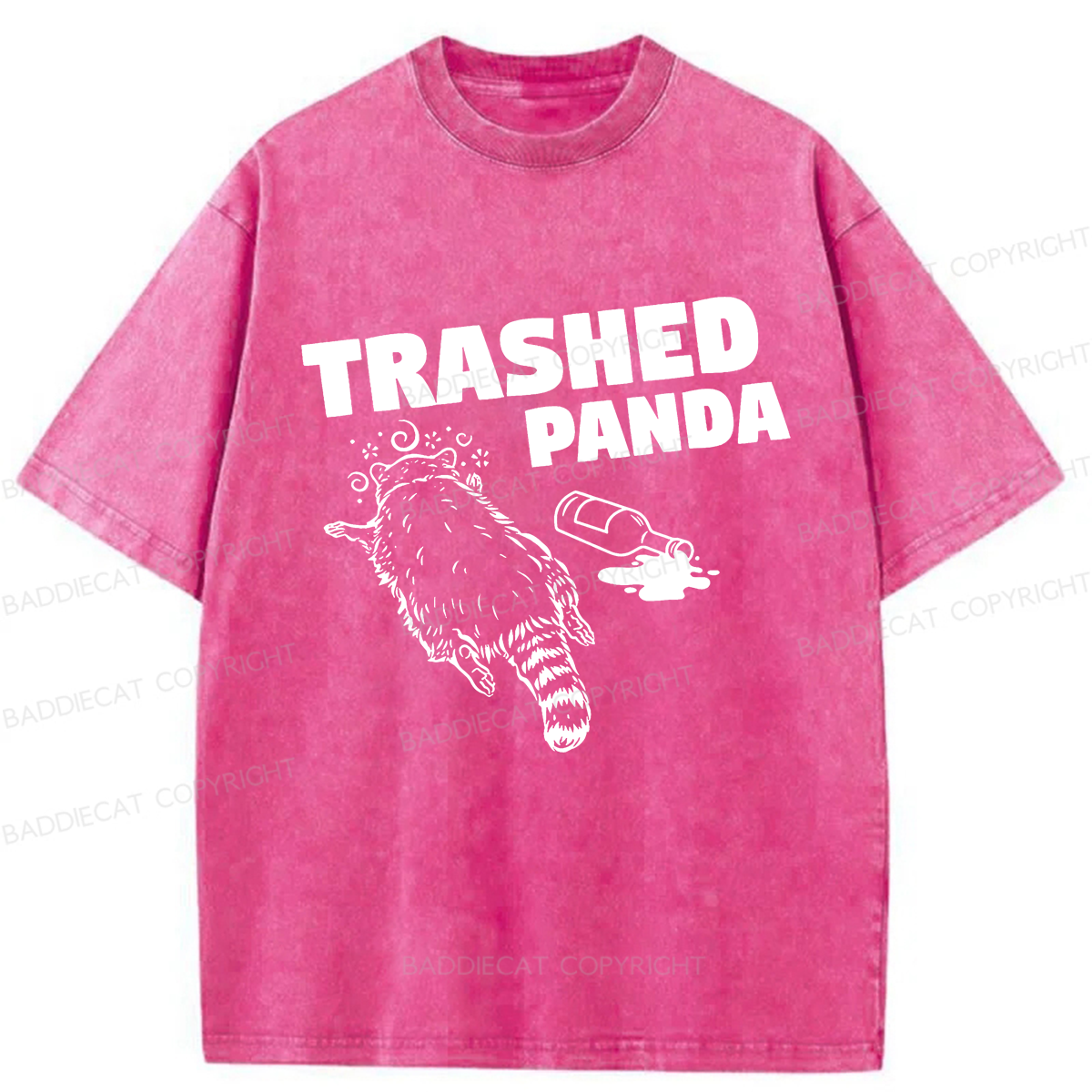 Baddiecat Funny Trashed Panda Racoon Gets Drunk  Washed T-shirt