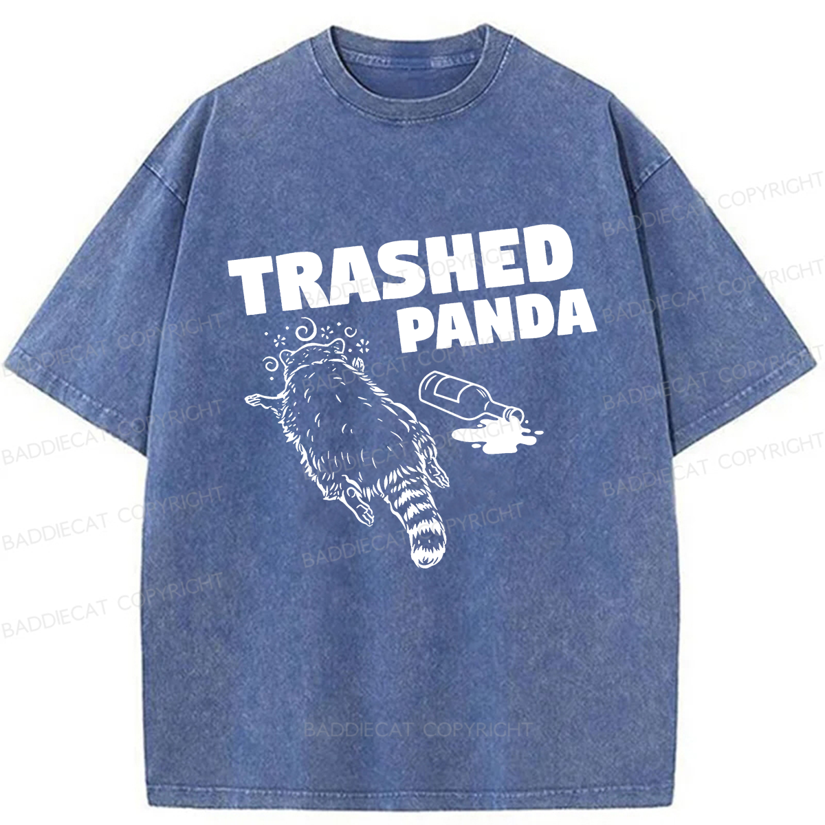 Baddiecat Funny Trashed Panda Racoon Gets Drunk  Washed T-shirt