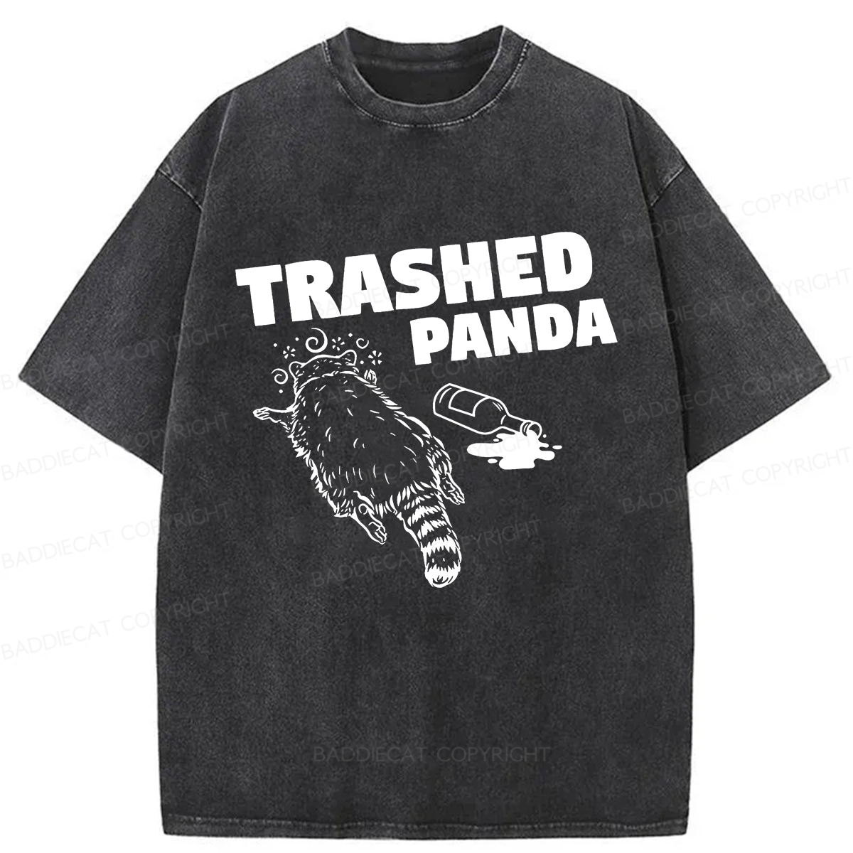 Baddiecat Funny Trashed Panda Racoon Gets Drunk  Washed T-shirt