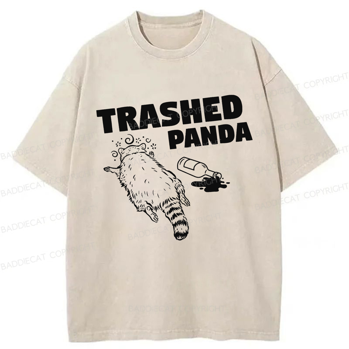 Baddiecat Funny Trashed Panda Racoon Gets Drunk  Washed T-shirt