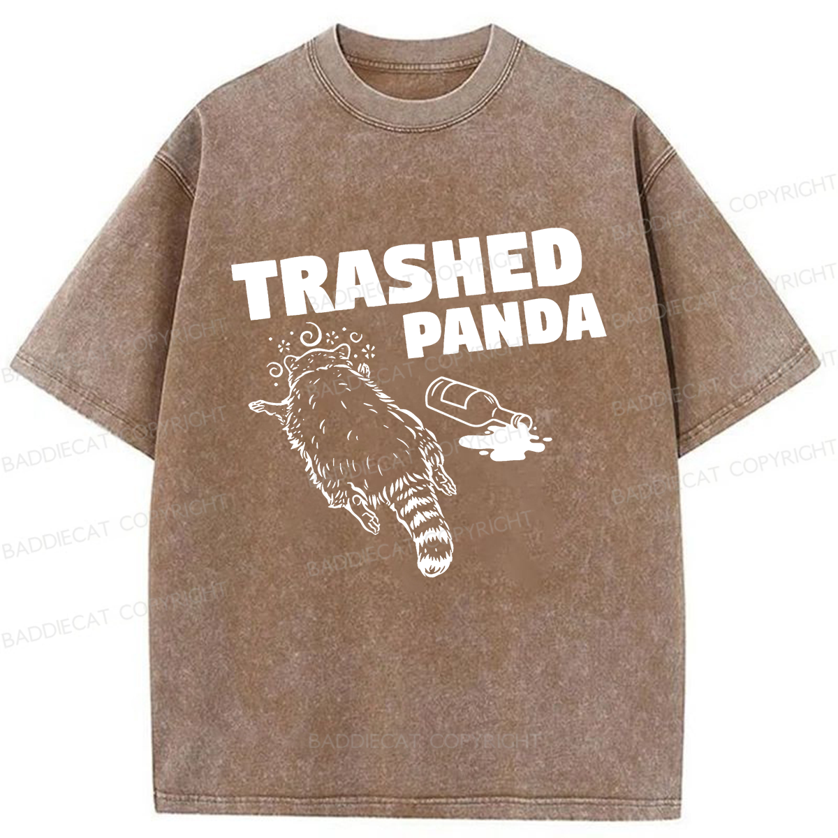 Baddiecat Funny Trashed Panda Racoon Gets Drunk  Washed T-shirt