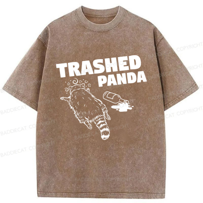 Baddiecat Funny Trashed Panda Racoon Gets Drunk  Washed T-shirt