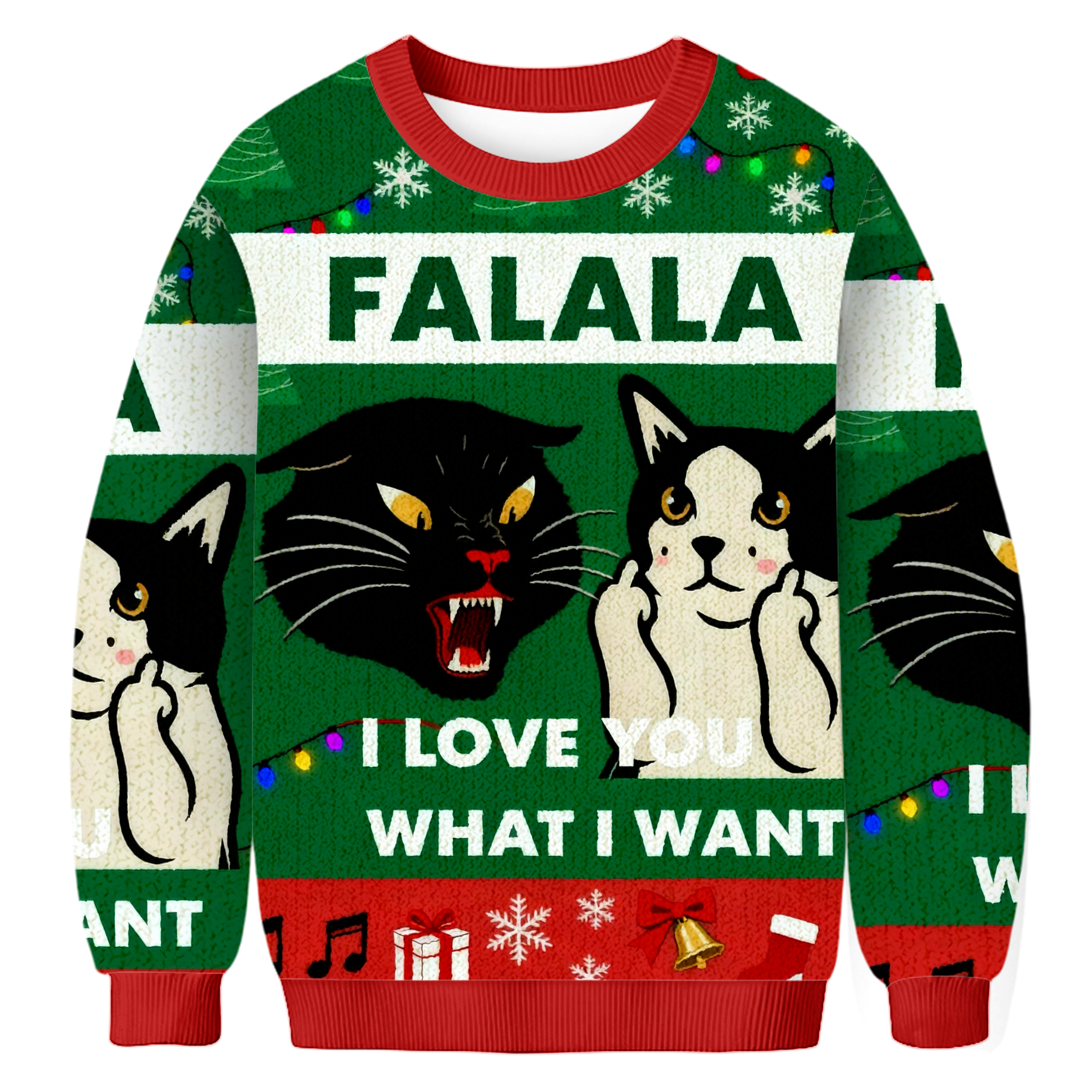 Baddiecat Falala Cat Christmas Ugly Sweatshirt