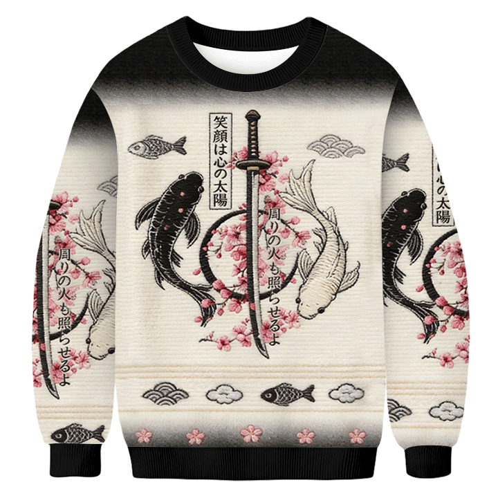 Baddiecat Japanese-style Tokyo Yin-Yang Koi Fish Ugly Sweatshirt
