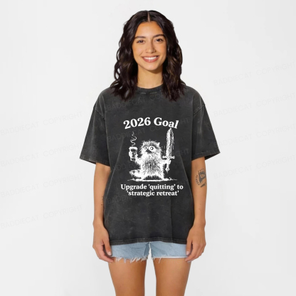 Baddiecat Raccoon 2026's Goals Washed T-shirt
