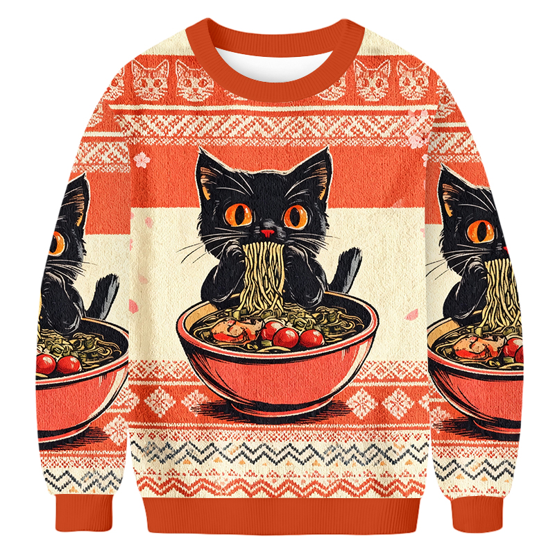 Baddiecat Cat Ramen Japanese Ugly Sweatshirt
