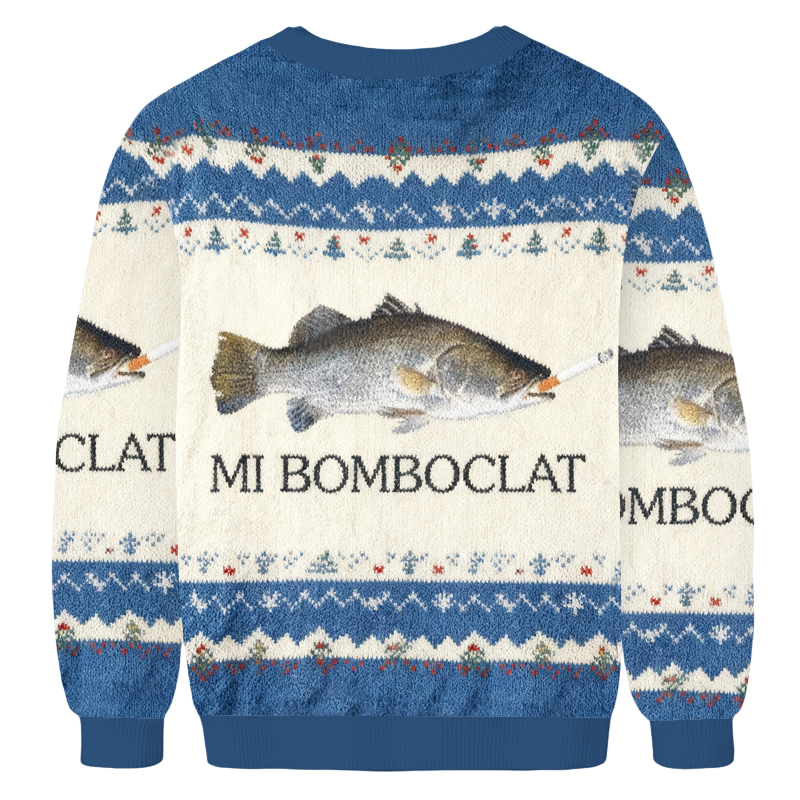 Baddiecat Mi Bomboclat Fish Meme Christmas Ugly Sweatshirt