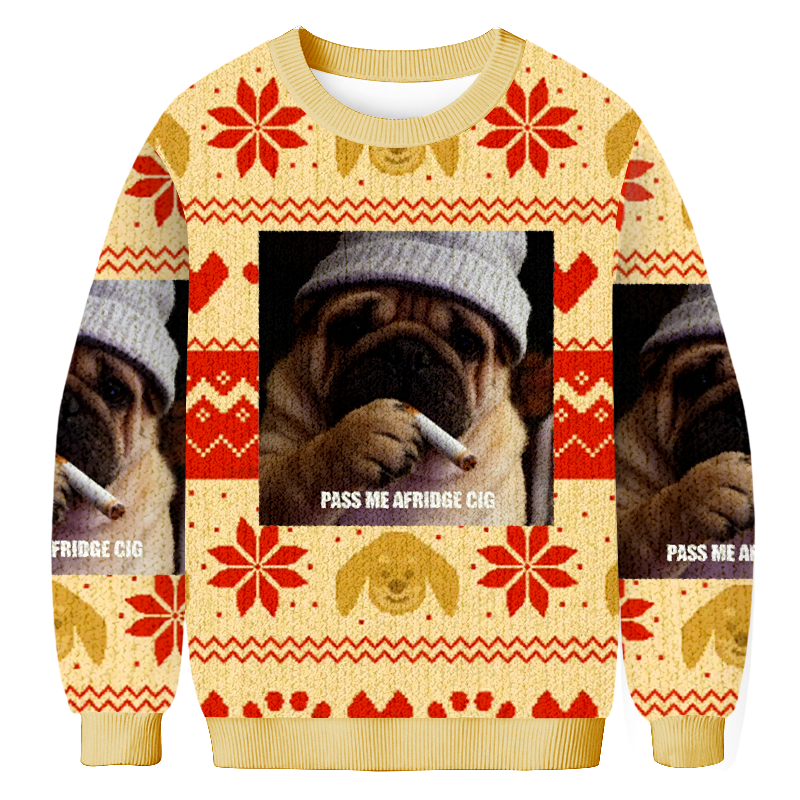Baddiecat Pass Me A Fridge Cig Christmas Ugly Sweatshirt