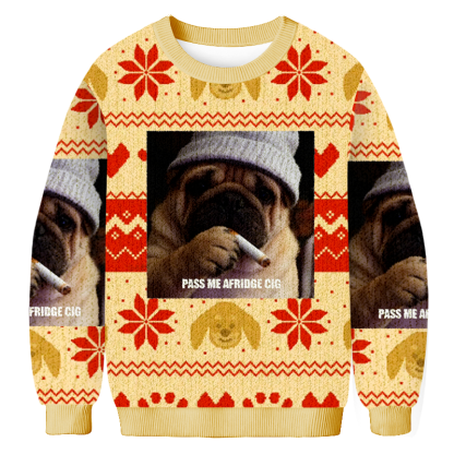 Baddiecat Pass Me A Fridge Cig Christmas Ugly Sweatshirt