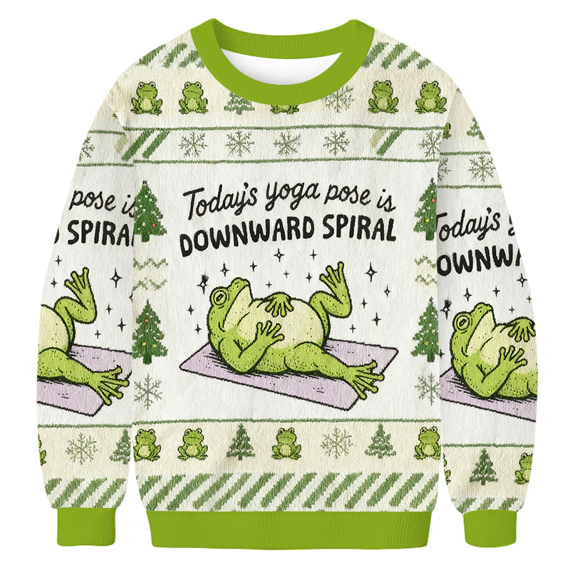 Baddiecat Downward Spiral Frog Christmas Ugly Sweatshirt