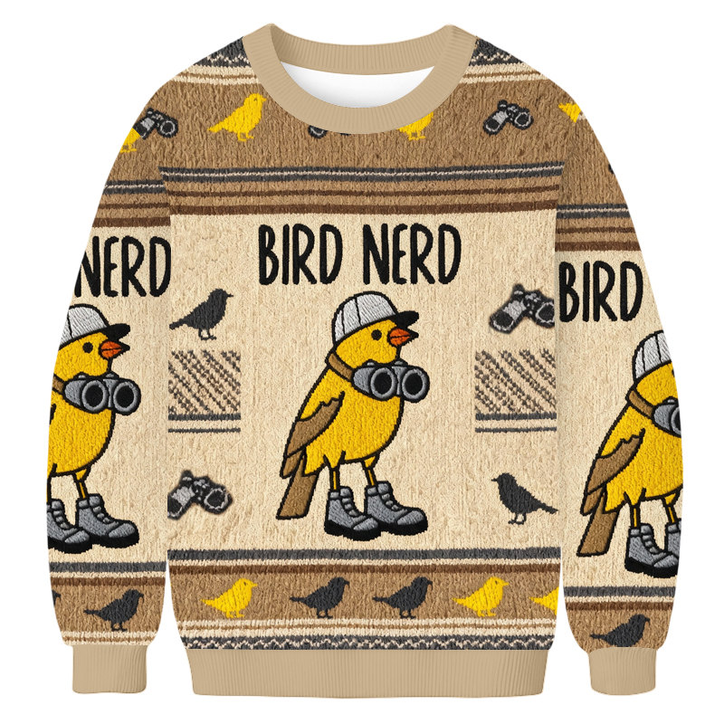 Baddiecat Bird Nerd Christmas Ugly Sweatshirt
