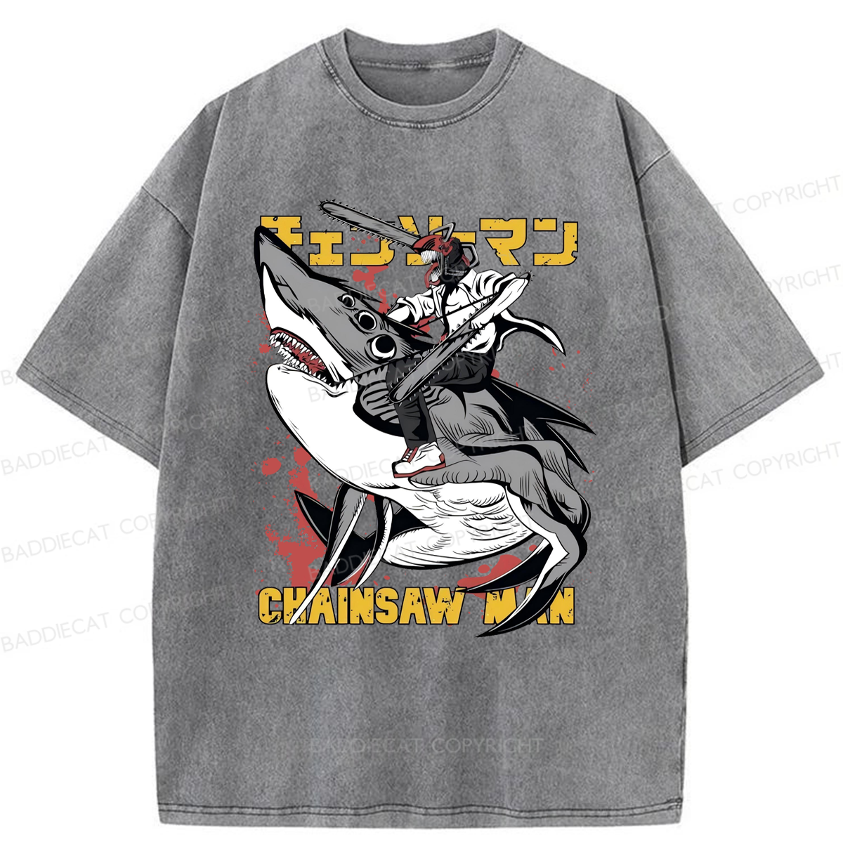 Baddiecat Denji Chainsaw Man Japanese Washed T-shirt