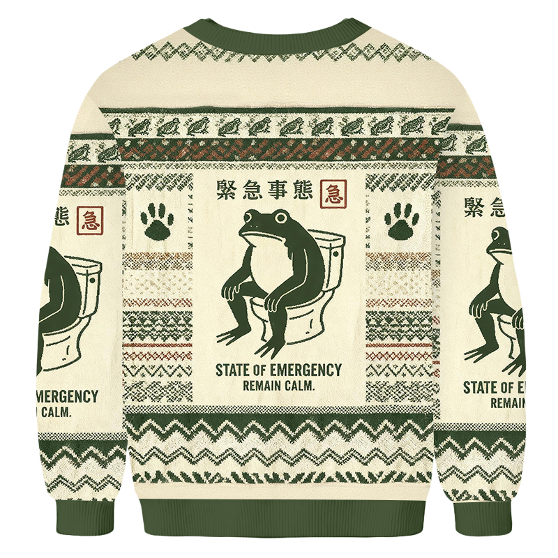 Baddiecat Frog On Toilet Japanese Ugly Sweatshirt