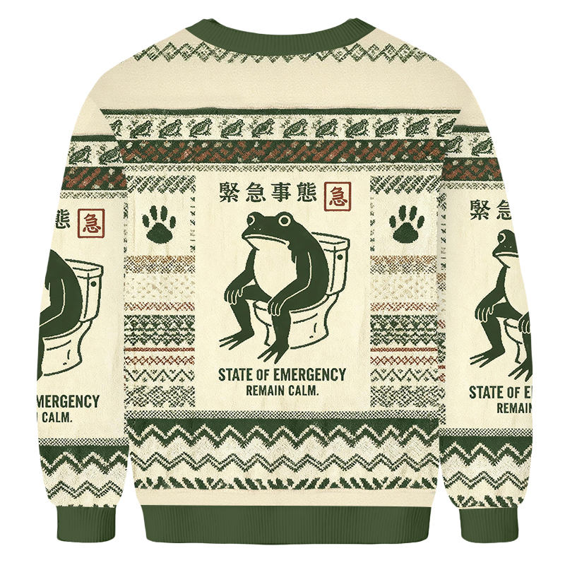 Baddiecat Frog On Toilet Japanese Ugly Sweatshirt