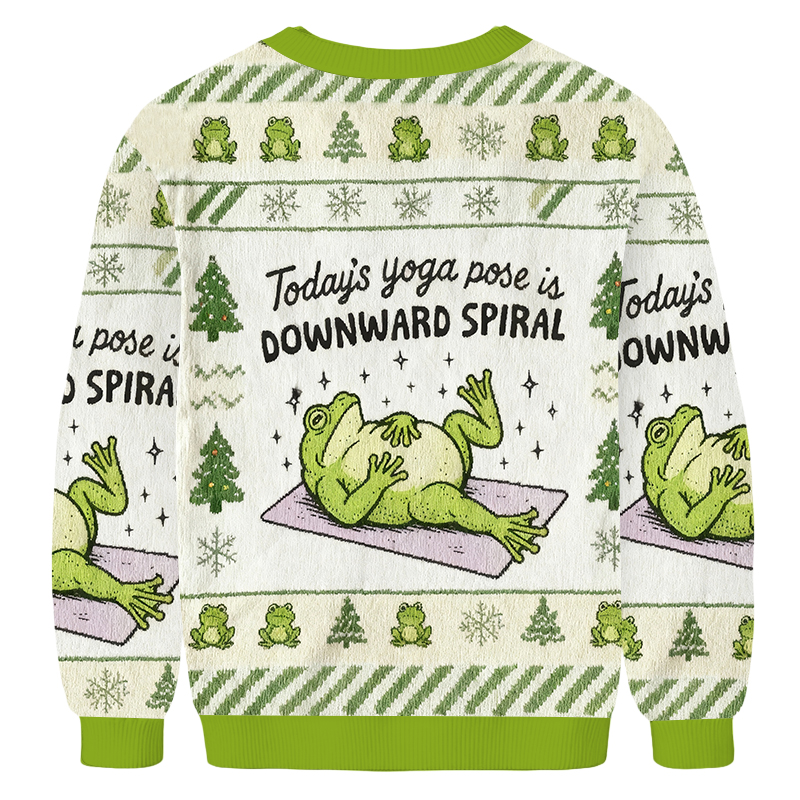 Baddiecat Downward Spiral Frog Christmas Ugly Sweatshirt
