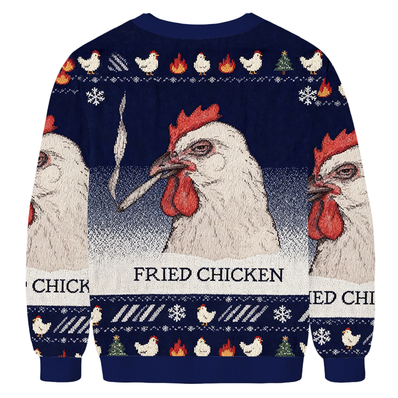 Baddiecat Fried Chicken Last Cigarette Christmas Ugly Sweatshirt