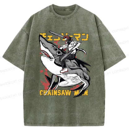 Baddiecat Denji Chainsaw Man Japanese Washed T-shirt