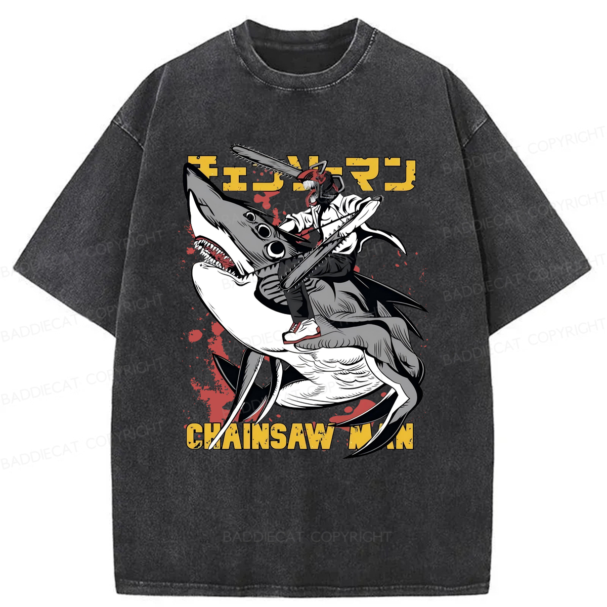 Baddiecat Denji Chainsaw Man Japanese Washed T-shirt